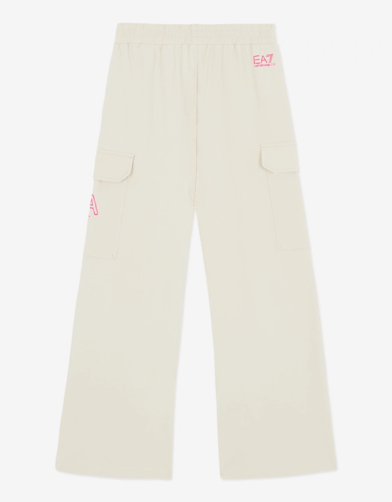 Girls Logo Cargo Pants in Ivory