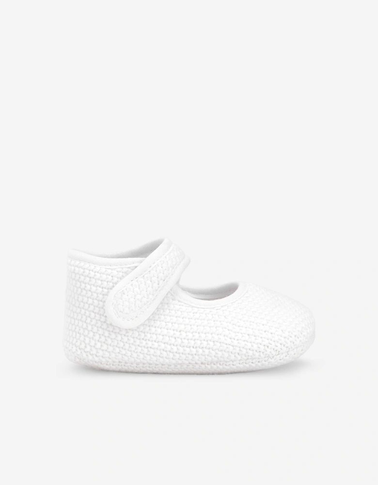 Baby Girls Cotton Knit Pre-Walkers in White