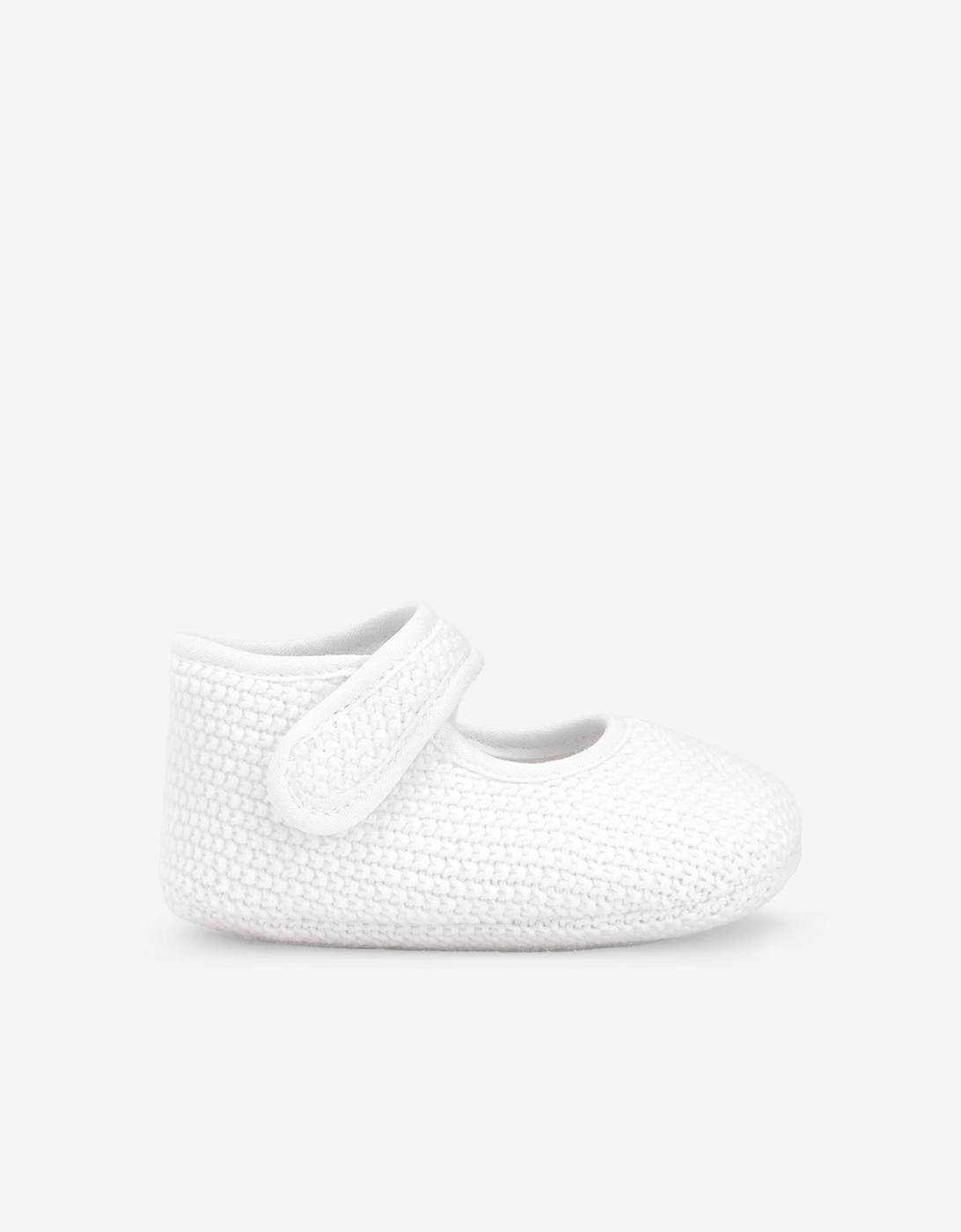 Baby Girls Cotton Knit Pre-Walkers in White, 5 of 4