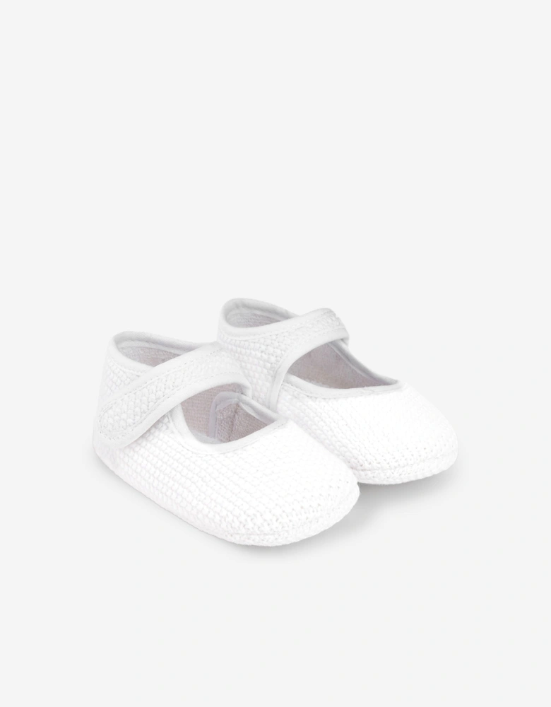 Baby Girls Cotton Knit Pre-Walkers in White