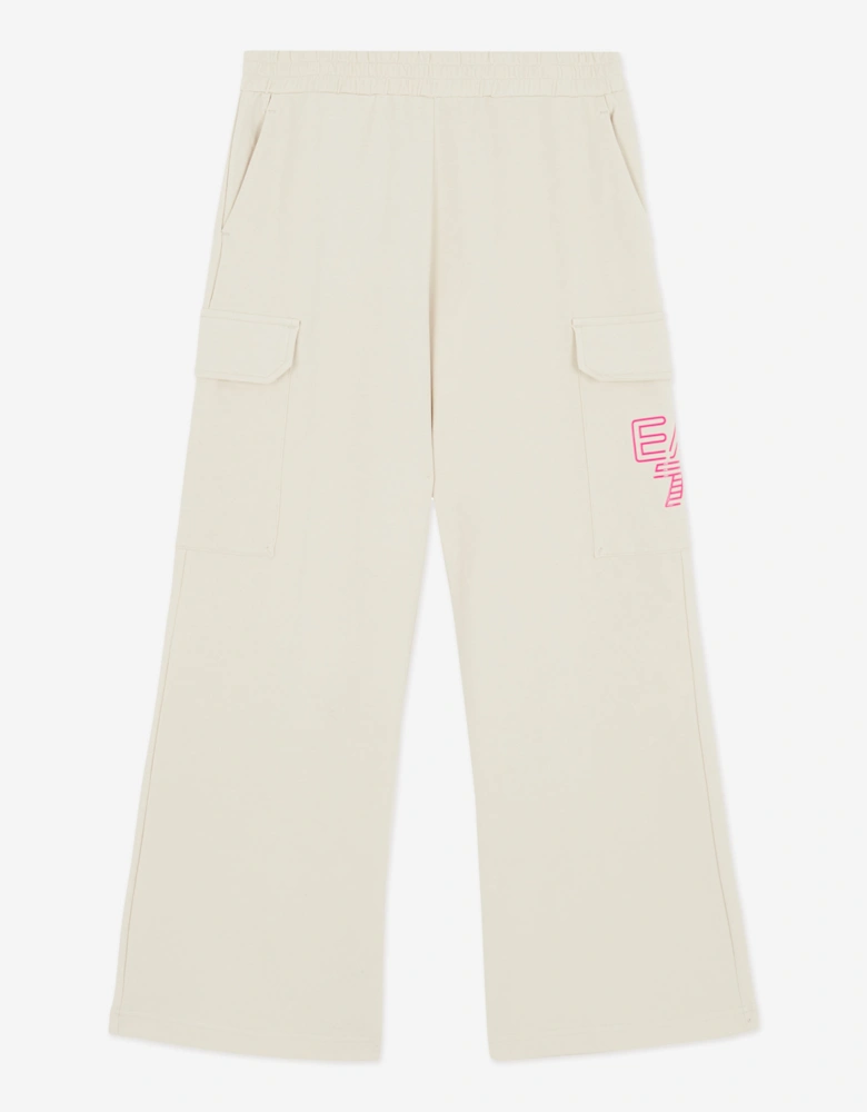 Girls Logo Cargo Pants in Ivory