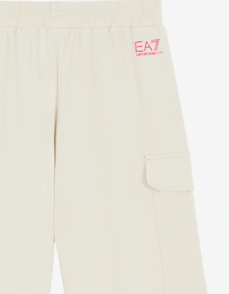 Girls Logo Cargo Pants in Ivory