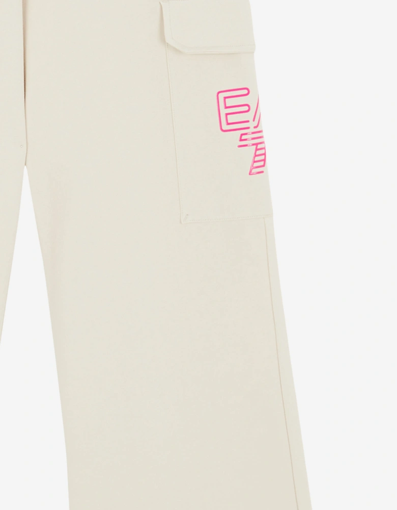 Girls Logo Cargo Pants in Ivory