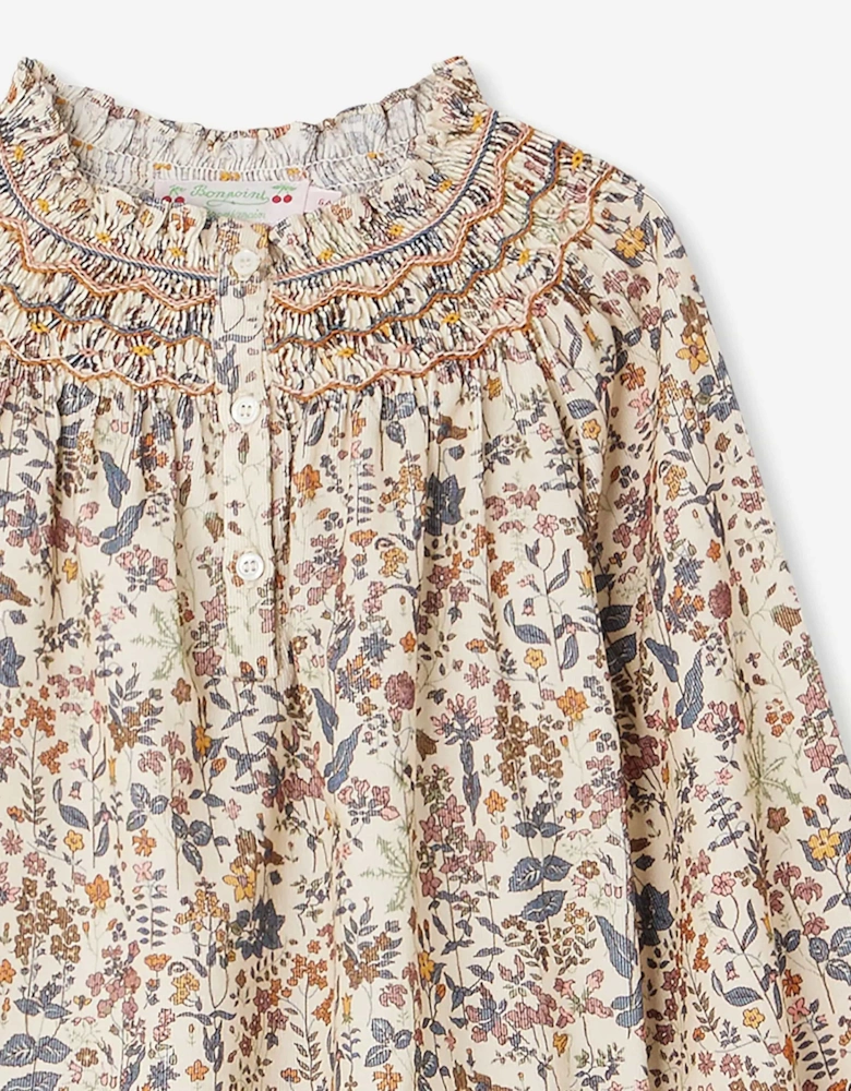 Girls Petal Smocked Blouse in Multicolour