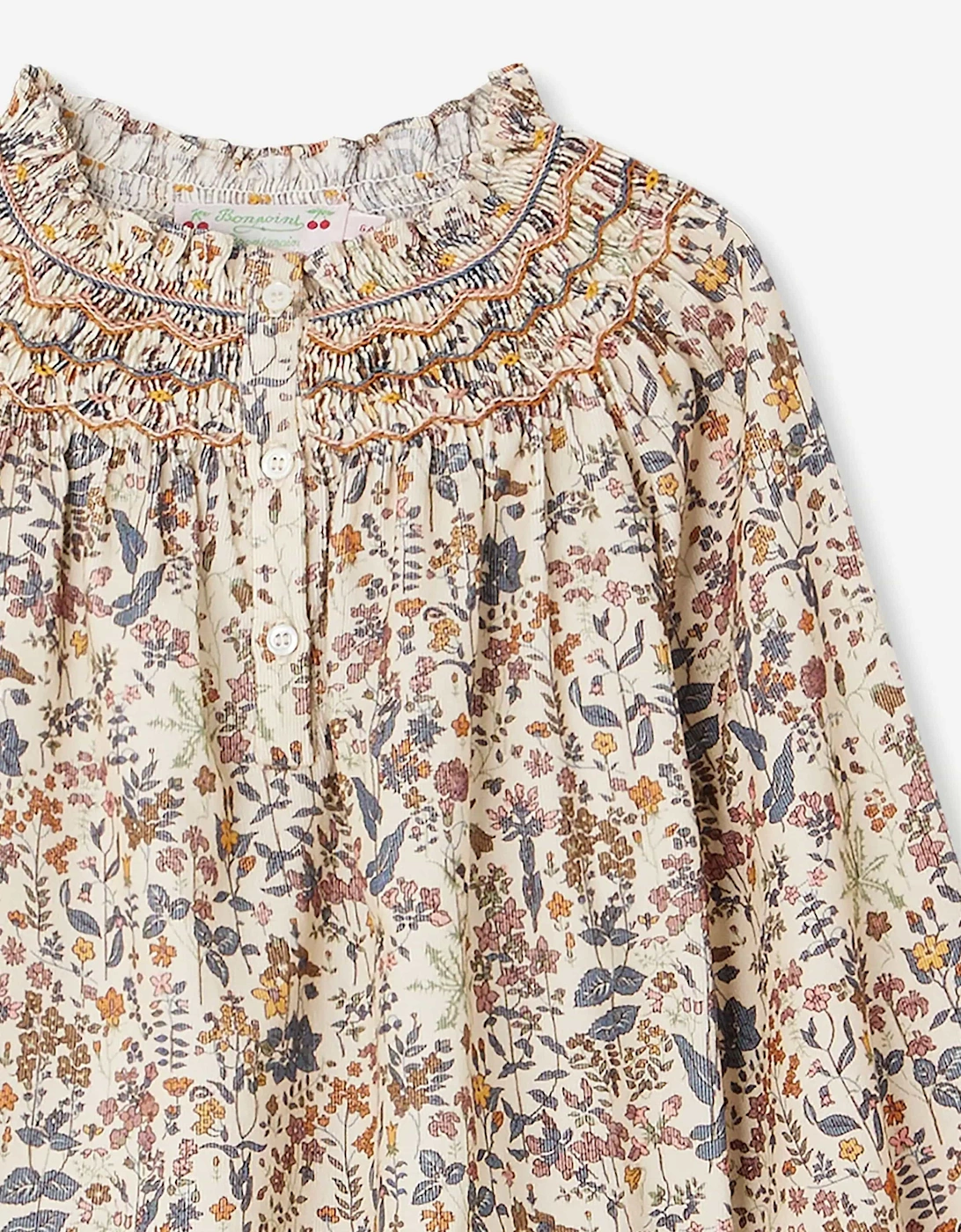 Girls Petal Smocked Blouse in Multicolour
