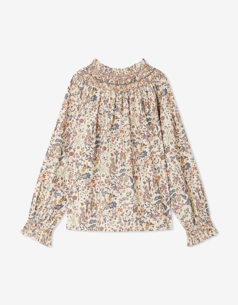 Girls Petal Smocked Blouse in Multicolour