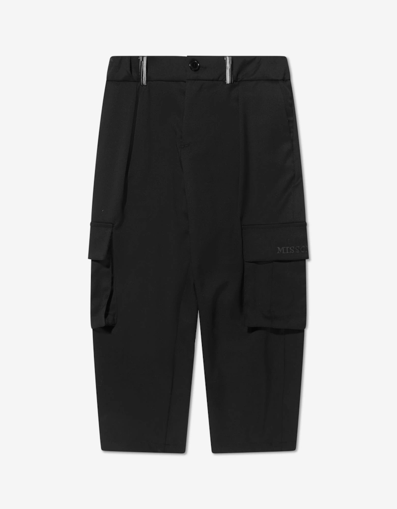 Boys Cargo Trousers in Black