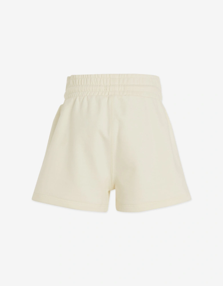 Girls Monogram Embroidered Shorts in Beige