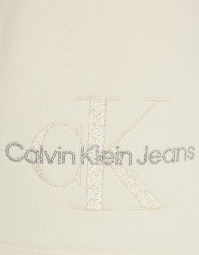 Girls Monogram Embroidered Shorts in Beige