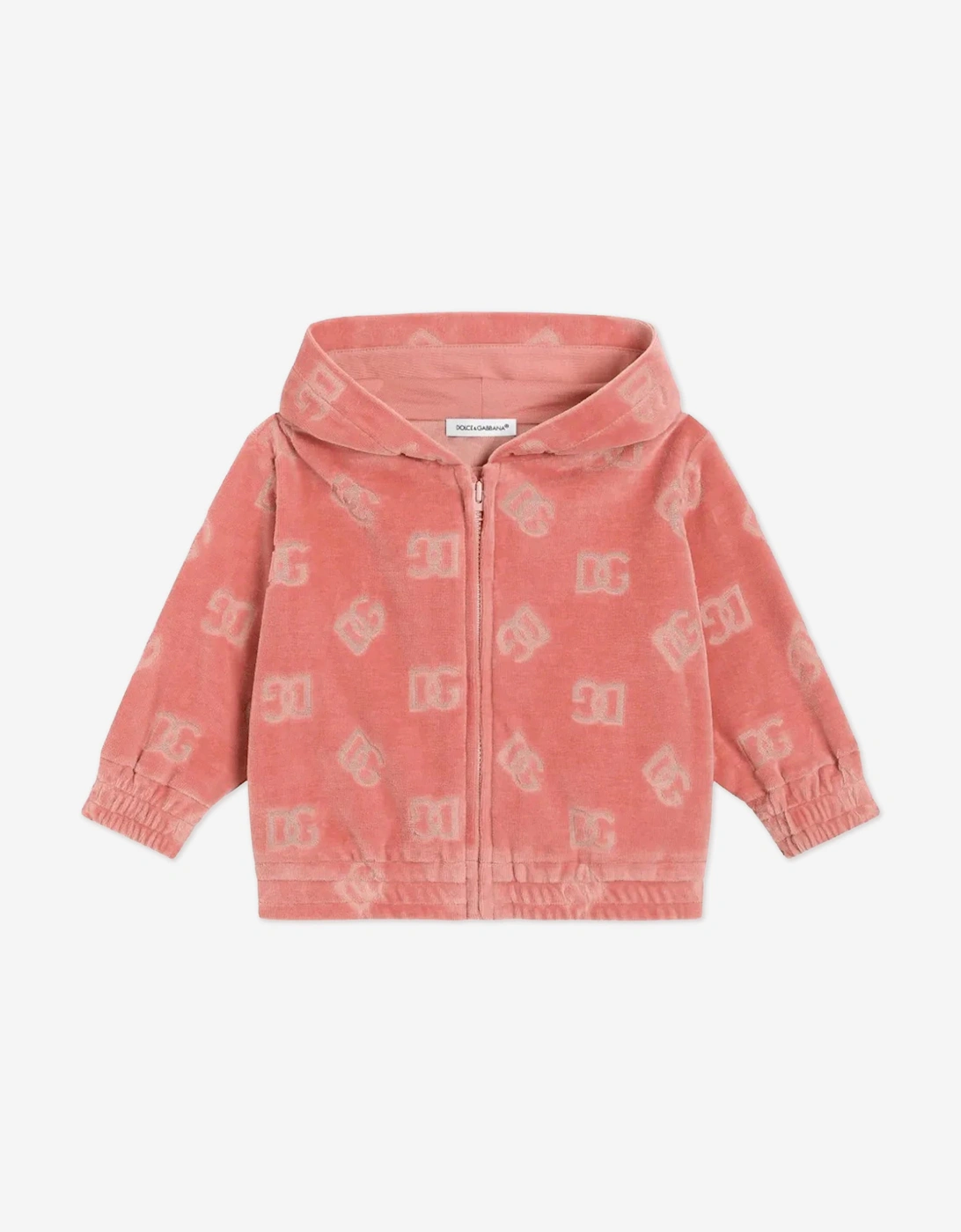 Baby Girls Jacquard Logo Zip Up Top in Pink, 5 of 4