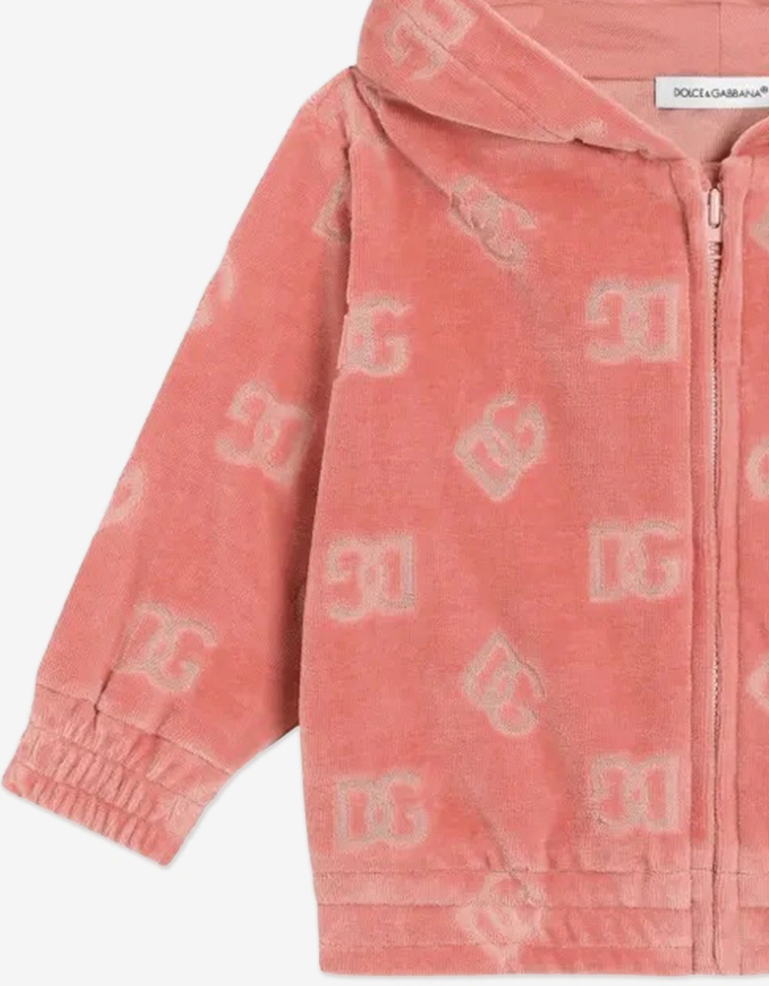 Baby Girls Jacquard Logo Zip Up Top in Pink