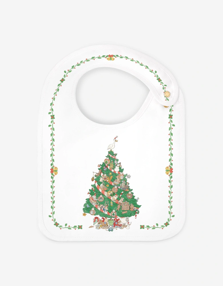 Baby Christmas Eve Satin Bib in White