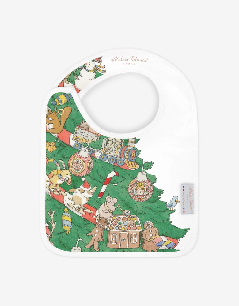Baby Christmas Eve Satin Bib in White