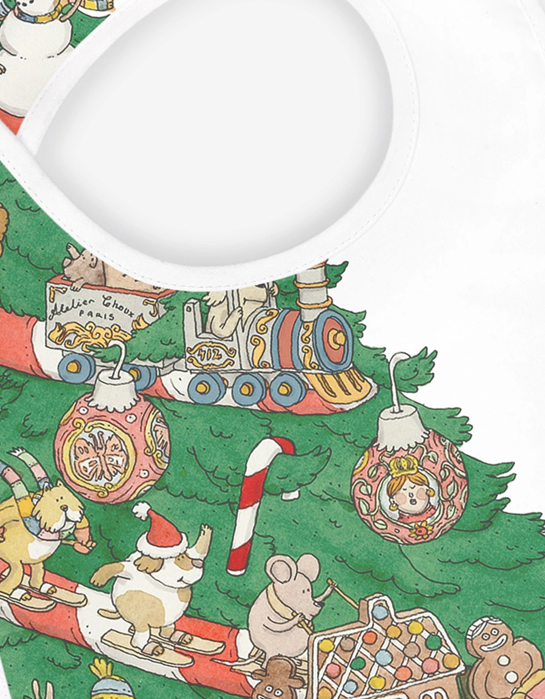Baby Christmas Eve Satin Bib in White