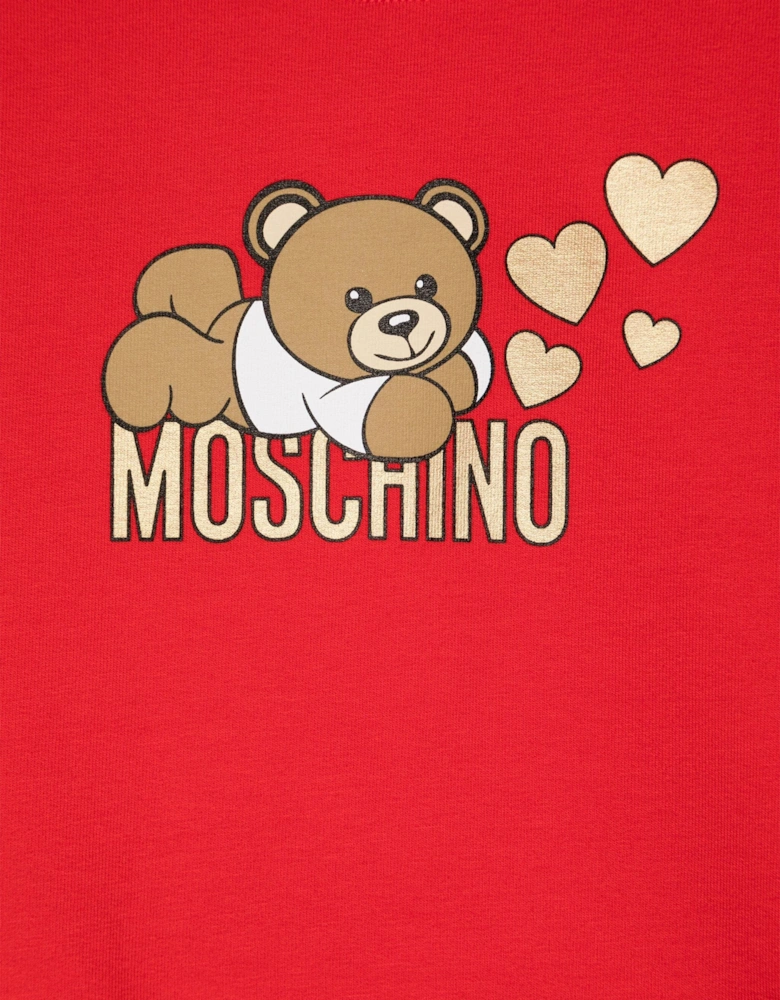 Girls Teddy Bear Logo Sweatshirt in Red