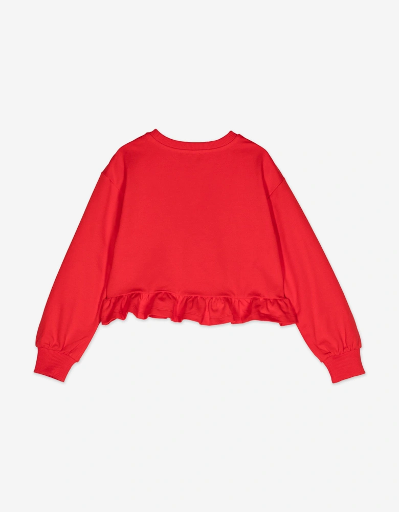 Girls Teddy Bear Logo Sweatshirt in Red
