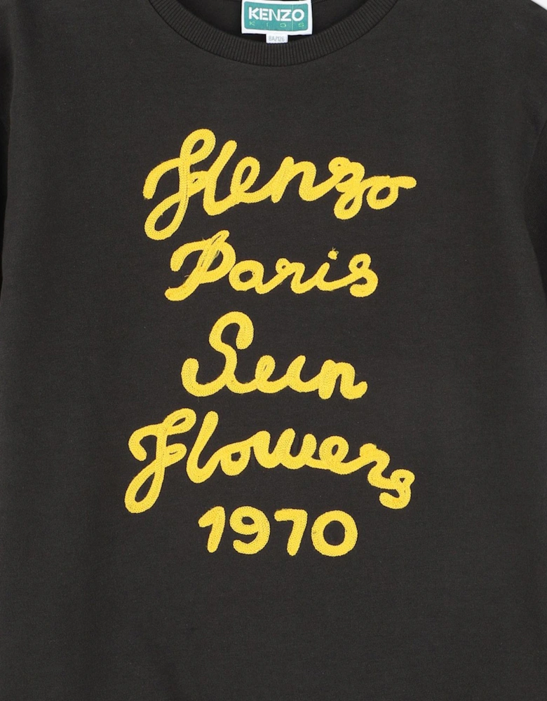 Boys Sunflowers T-Shirt in Black