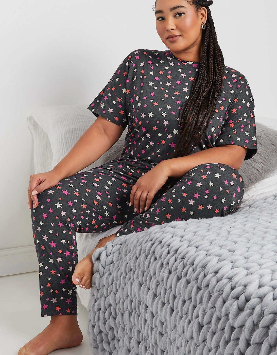 Printed Short Sleeve Pyjama Set, 2 of 1