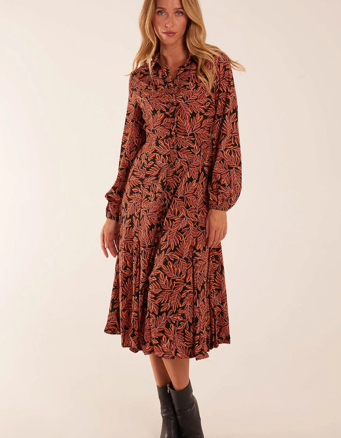 Godet Midi Shirt Dress, 2 of 1
