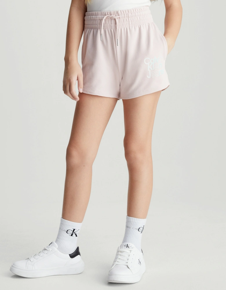 Girls Gradient Hero Logo Shorts in Pink