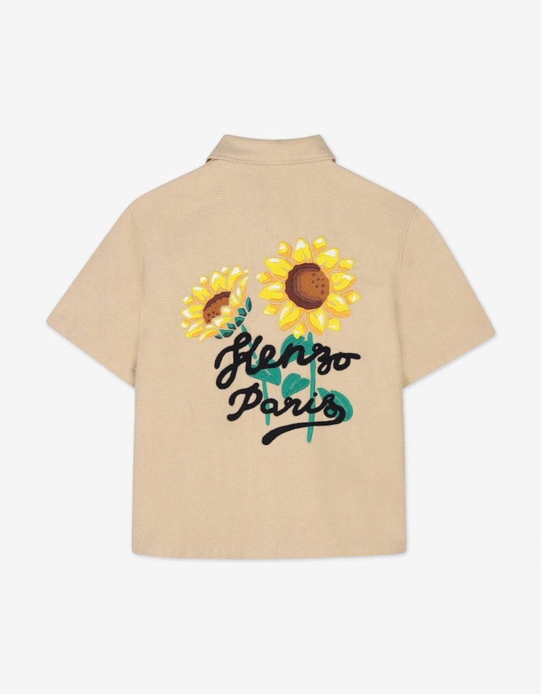 Boys Sunflowers Shirt in Beige
