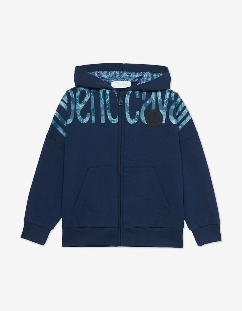 Boys Logo Zip Up Top in Navy