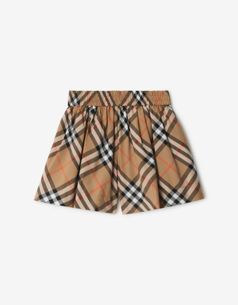 Girls Marcy Check Shorts in Beige