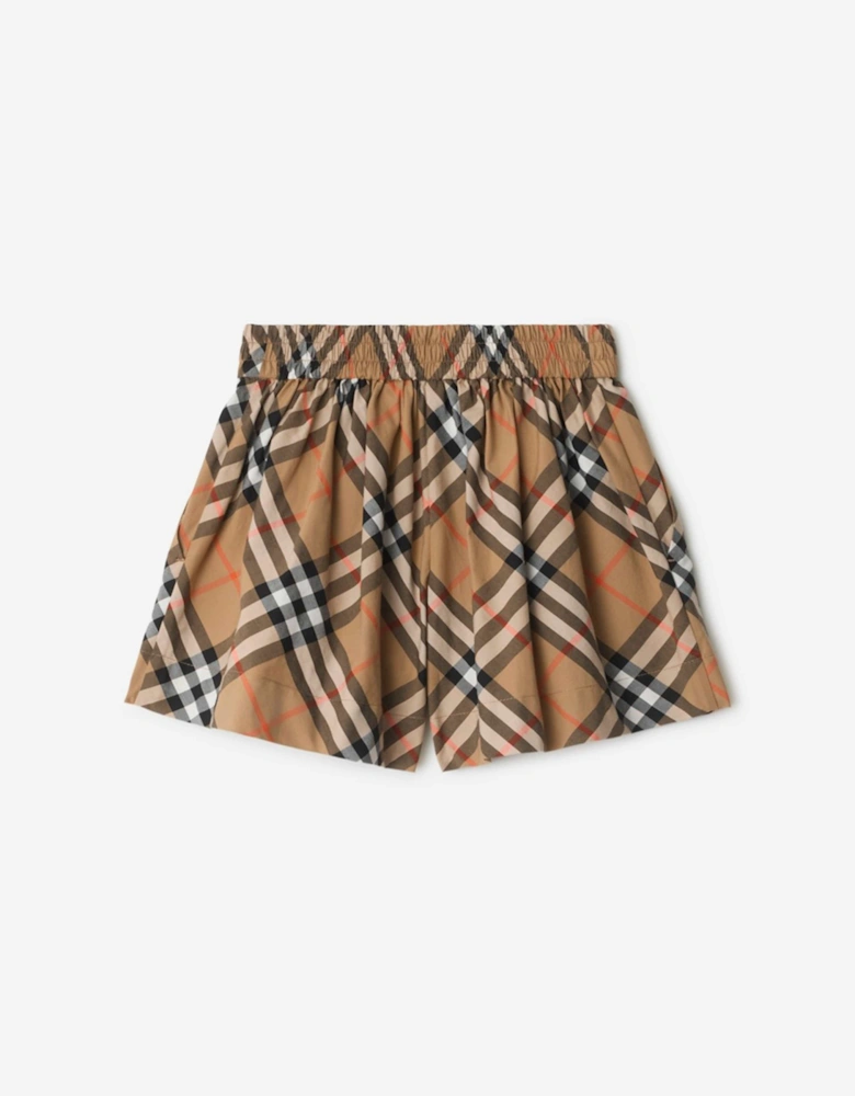 Girls Marcy Check Shorts in Beige
