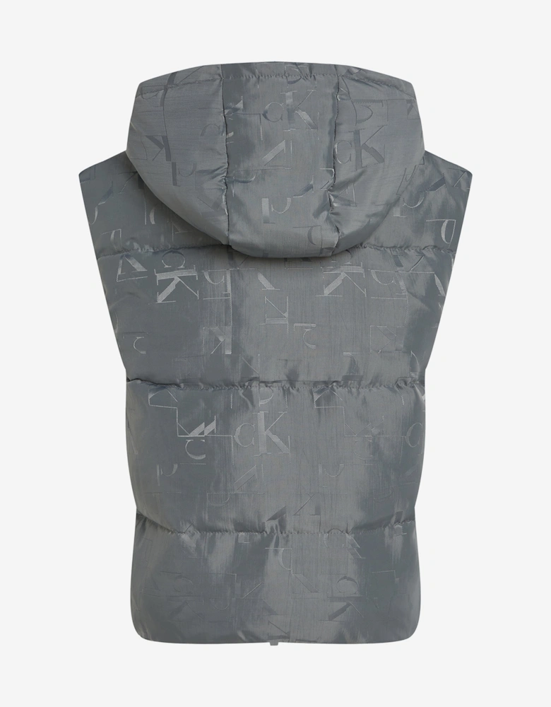 Boys City Grid Jacquard Gilet in Grey