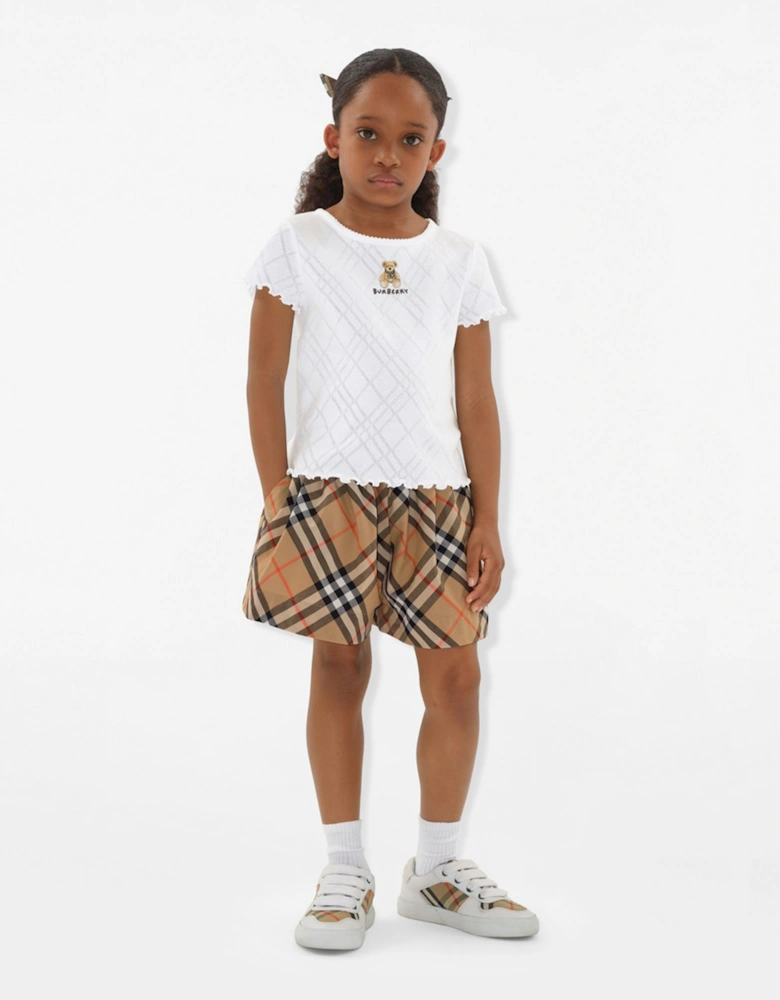 Girls Marcy Check Shorts in Beige