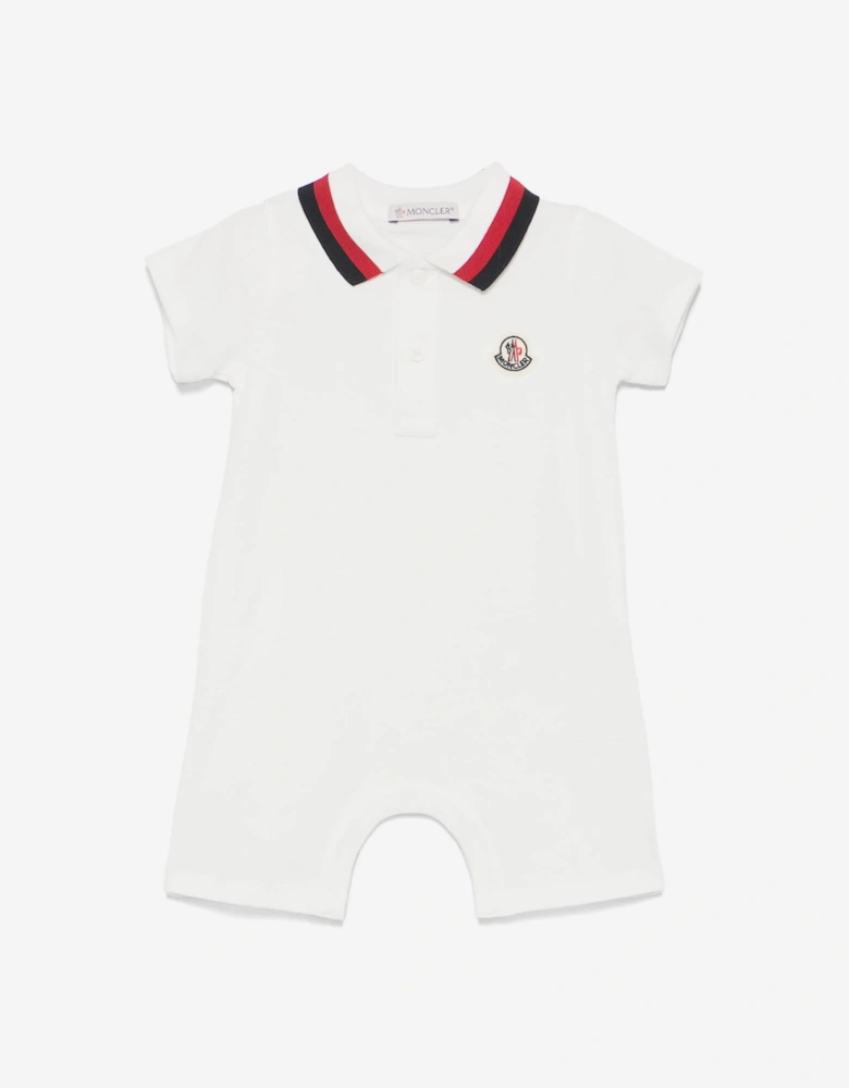 Baby Boys Logo Romper in Ivory
