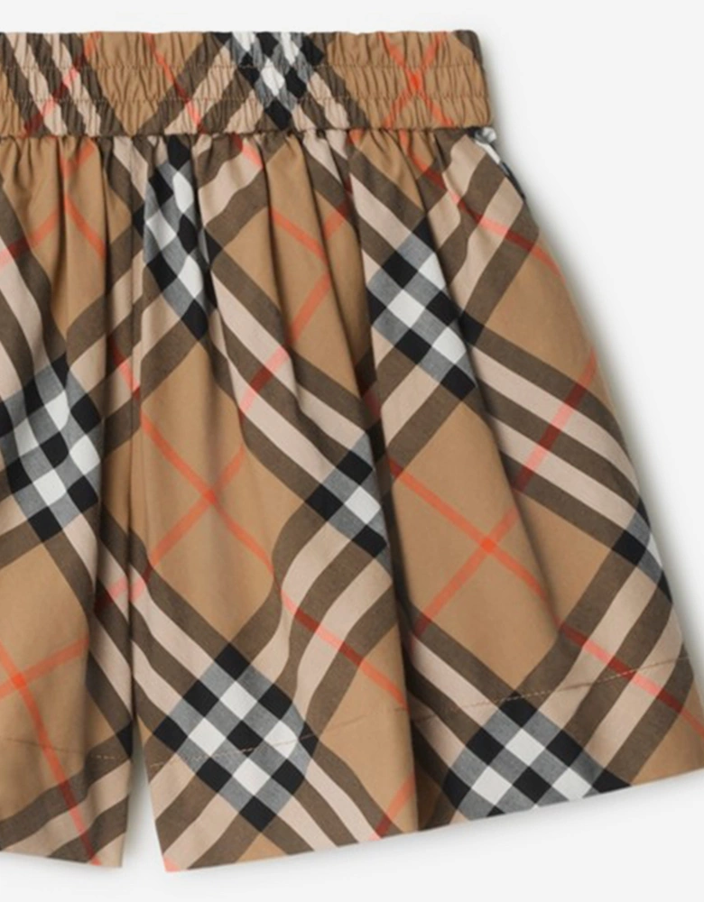 Girls Marcy Check Shorts in Beige
