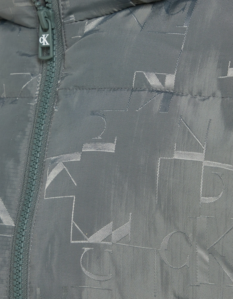 Boys City Grid Jacquard Gilet in Grey