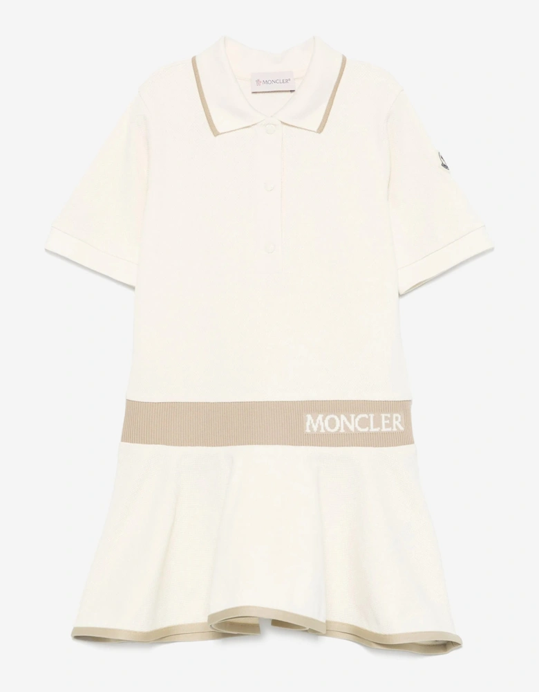 Girls Logo Polo Dress in Ivory