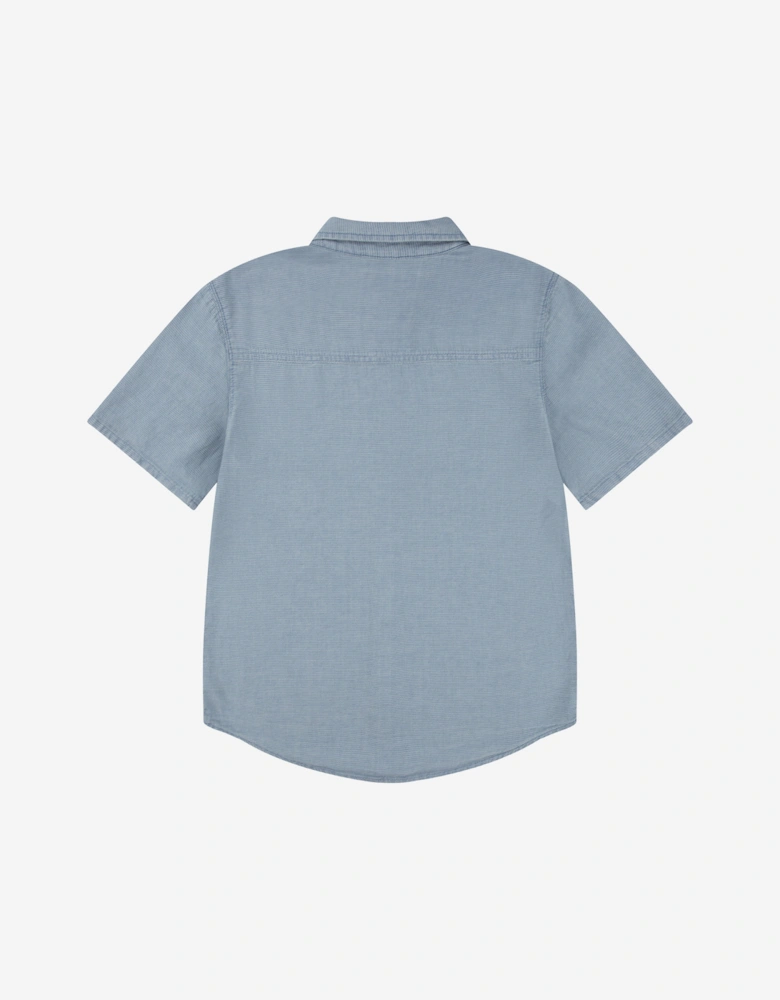 Boys Short Sleeve Woven Shirt in Blue