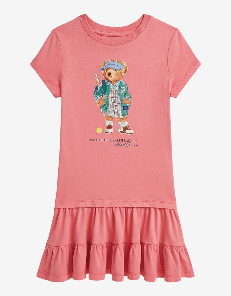 Girls Polo Bear Jersey Dress in Pink
