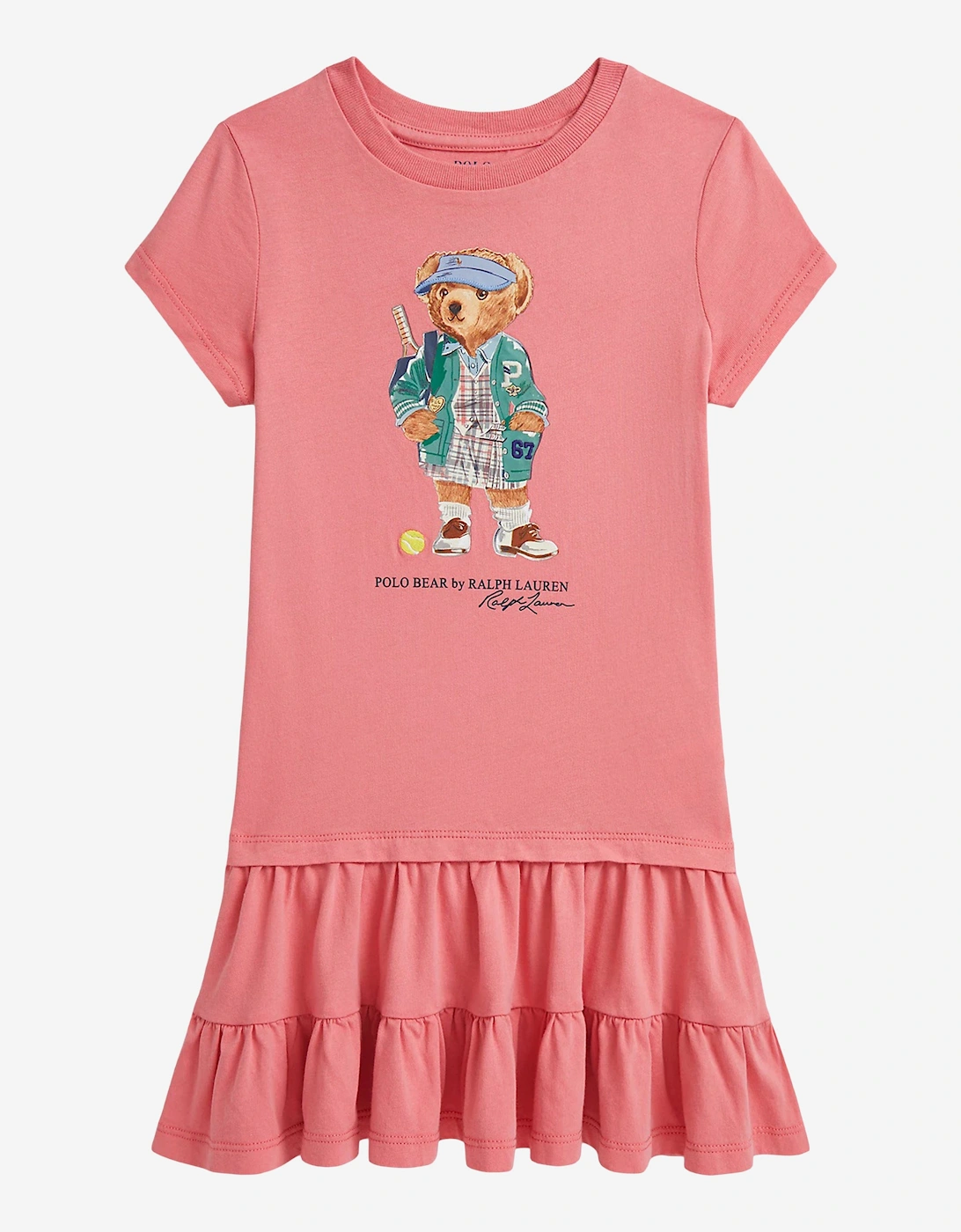 Girls Polo Bear Jersey Dress in Pink, 5 of 4
