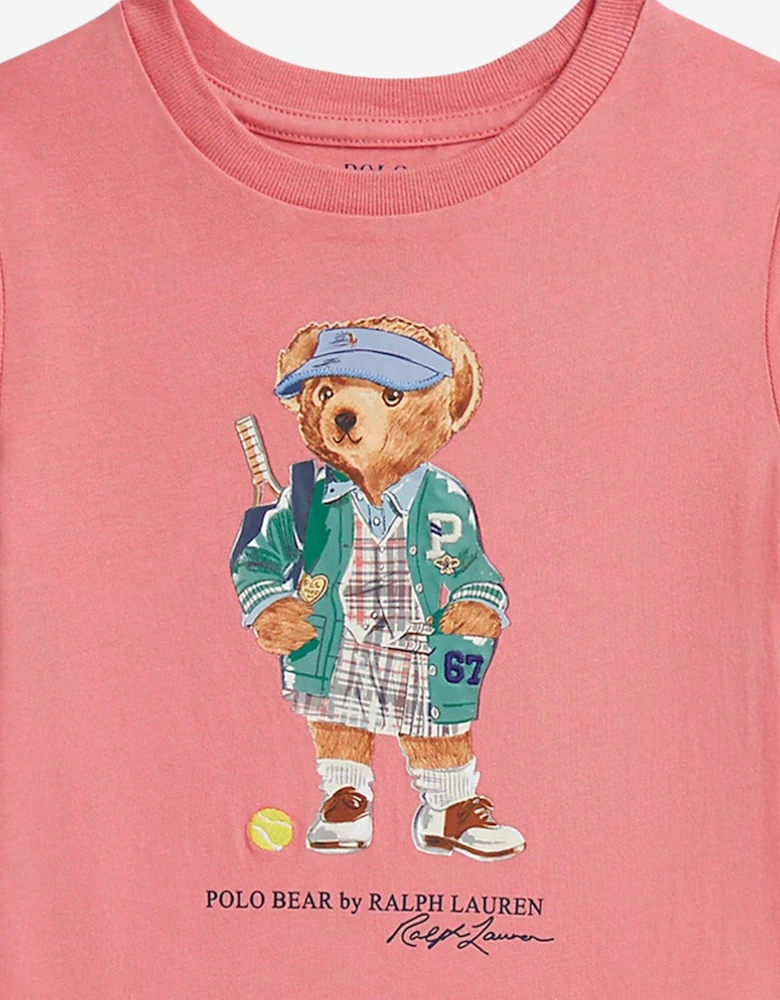 Girls Polo Bear Jersey Dress in Pink
