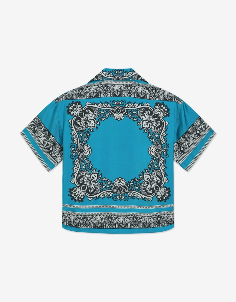Boys Silk Bandana Print Shirt in Blue