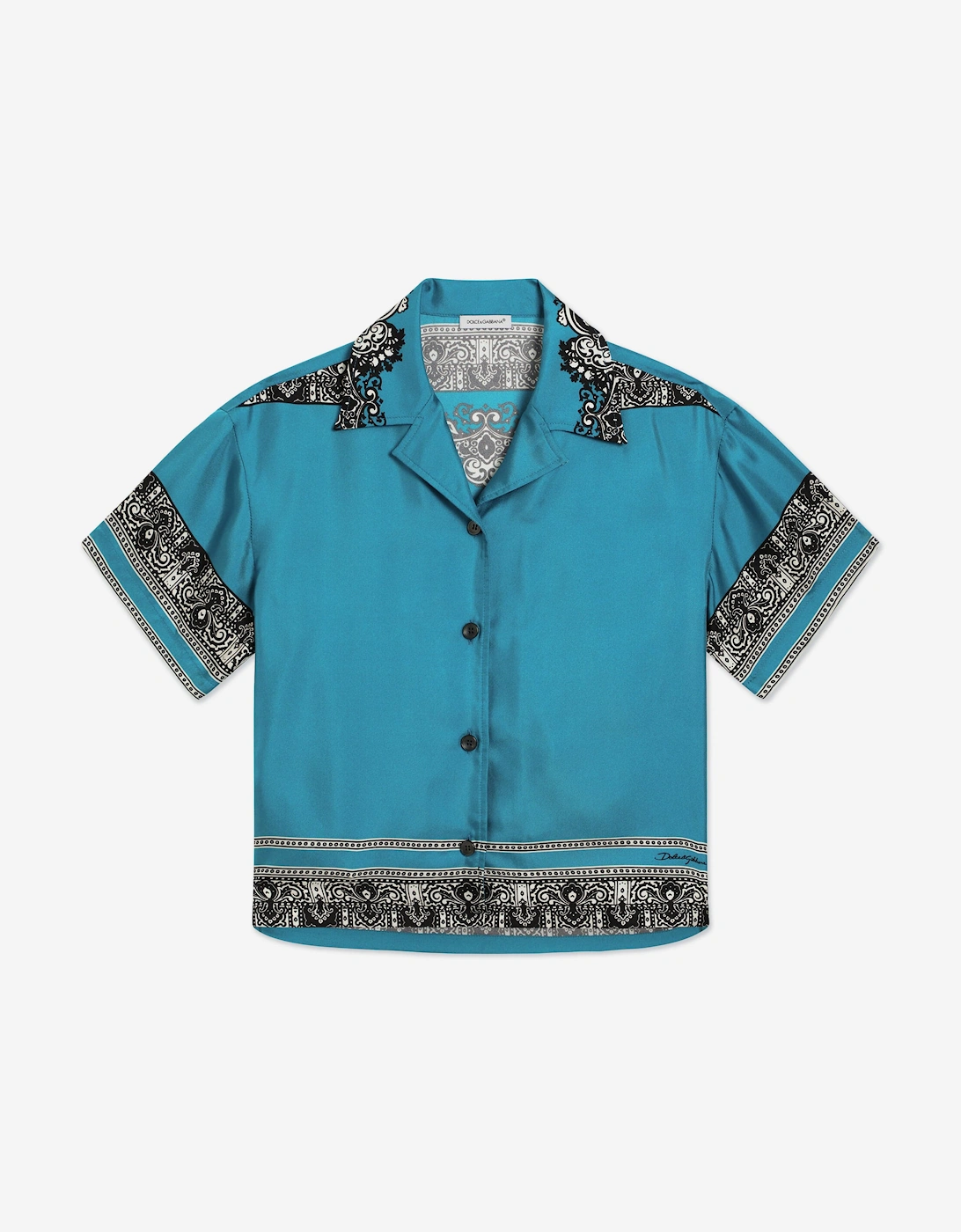 Boys Silk Bandana Print Shirt in Blue, 5 of 4