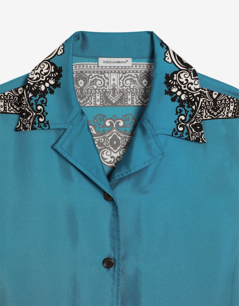 Boys Silk Bandana Print Shirt in Blue