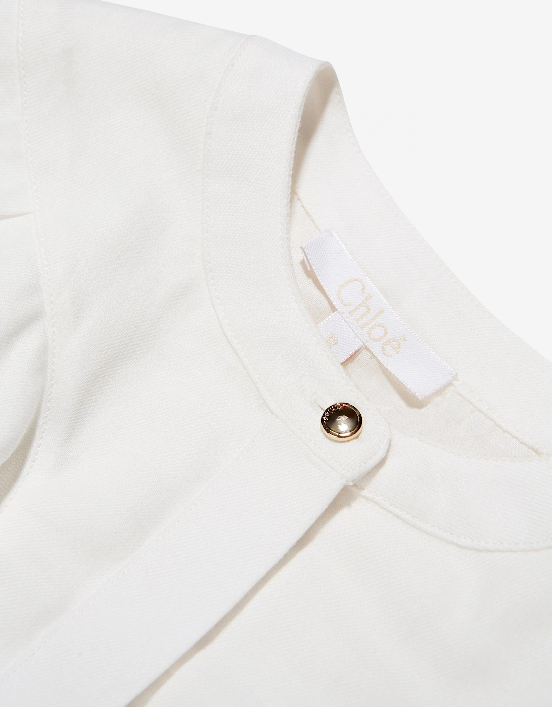 Girls Embroidered Ruffle Blouse in Ivory