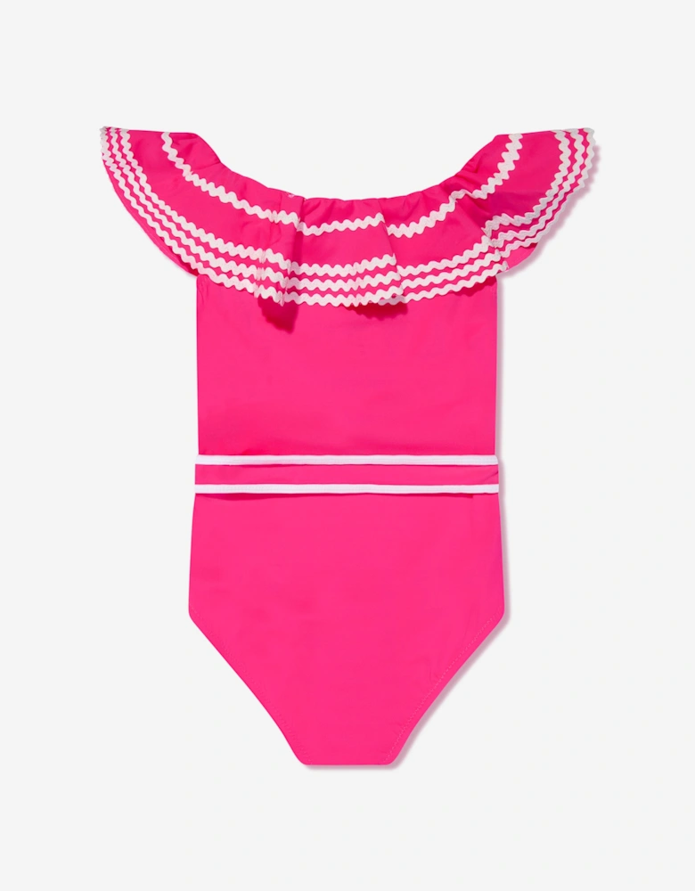 Girls Zizi Off Shoulder Swimsuit in Pink
