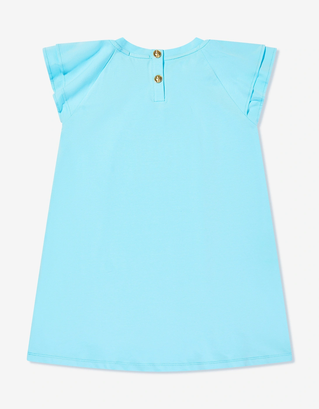 Girls Embroidered Logo Dress in Blue