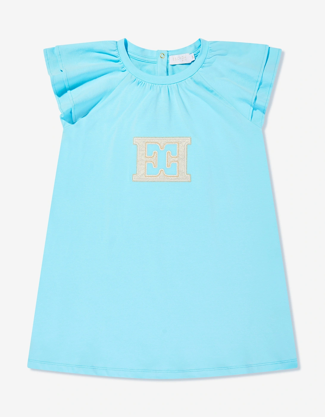 Girls Embroidered Logo Dress in Blue, 5 of 4