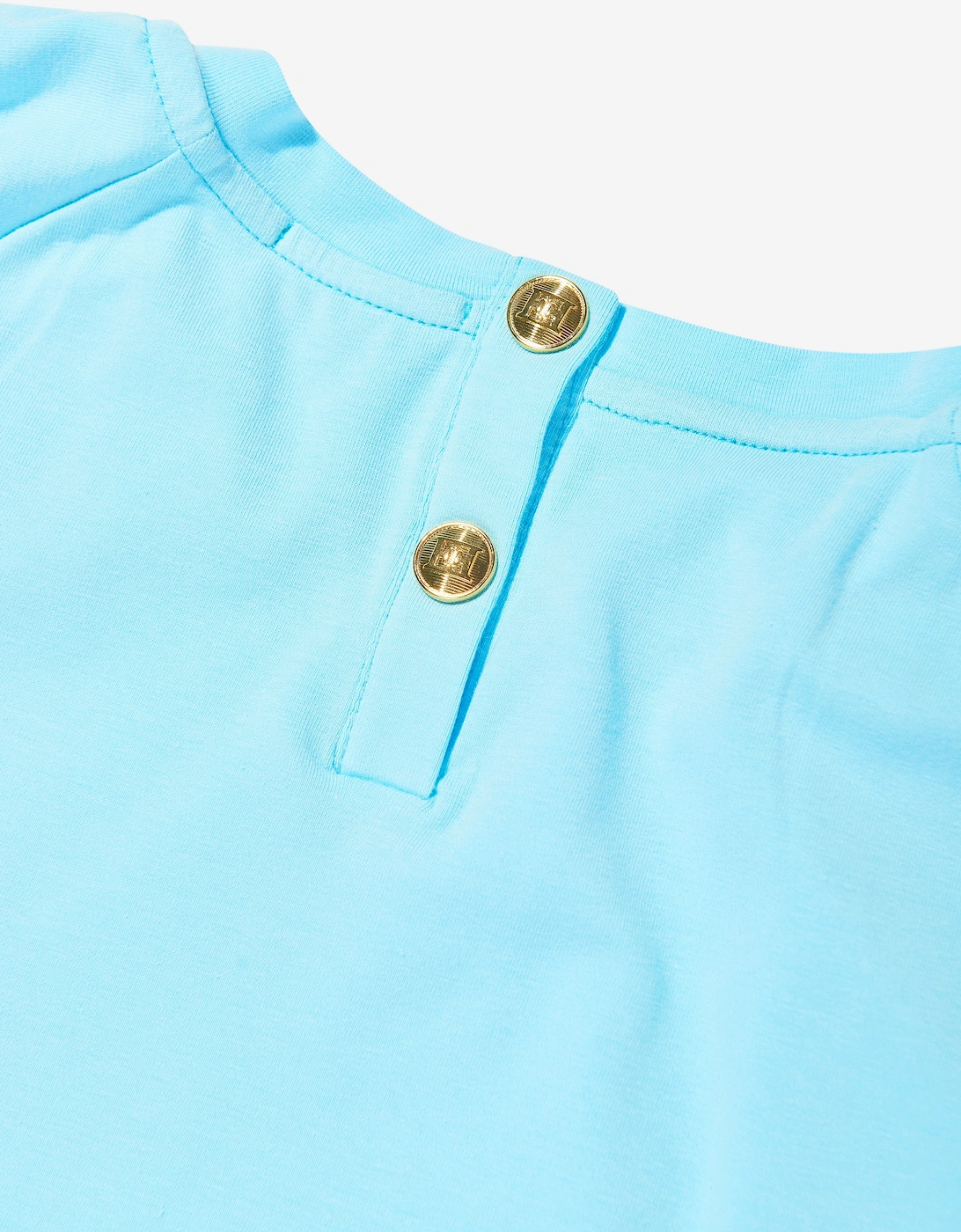 Girls Embroidered Logo Dress in Blue