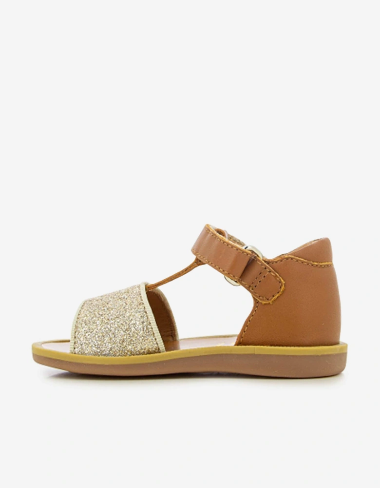 Pom D'Api Girls Leather Poppy Tao Easy Sandals in Brown