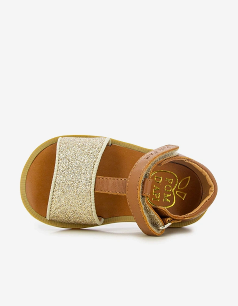 Pom D'Api Girls Leather Poppy Tao Easy Sandals in Brown