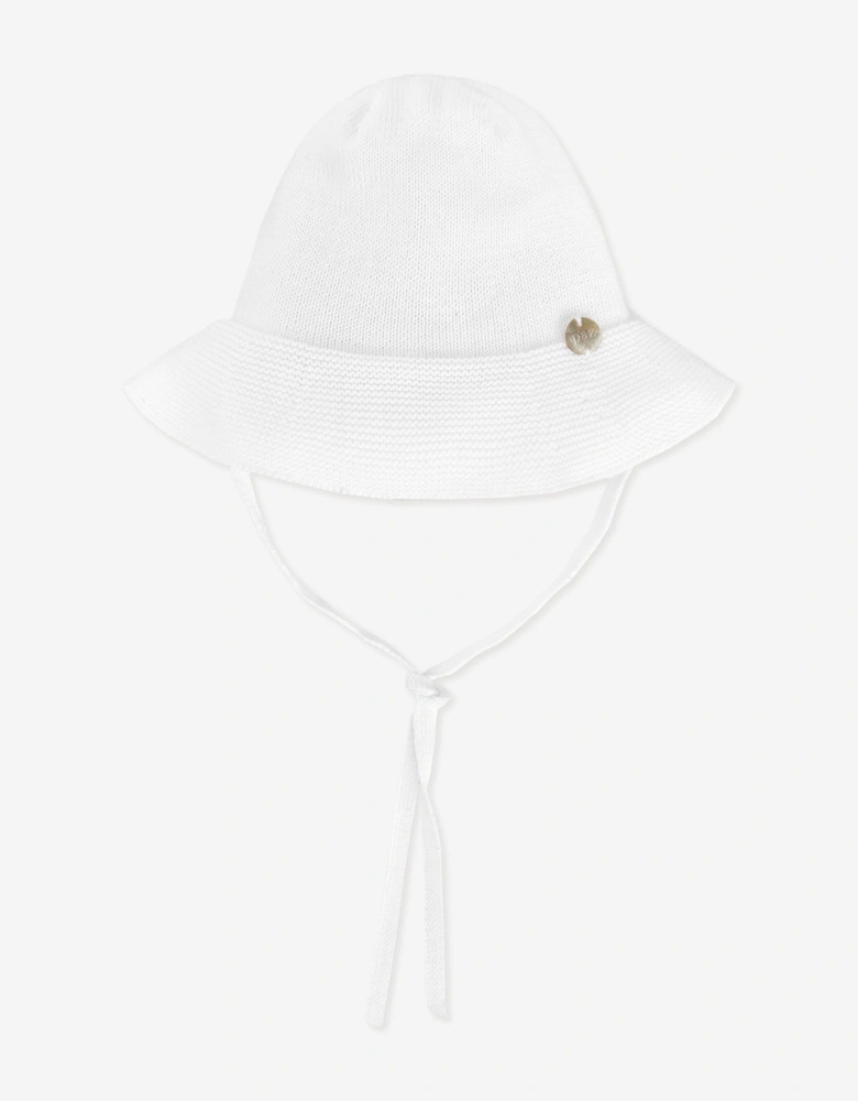 Baby Girls Cotton Hat in White