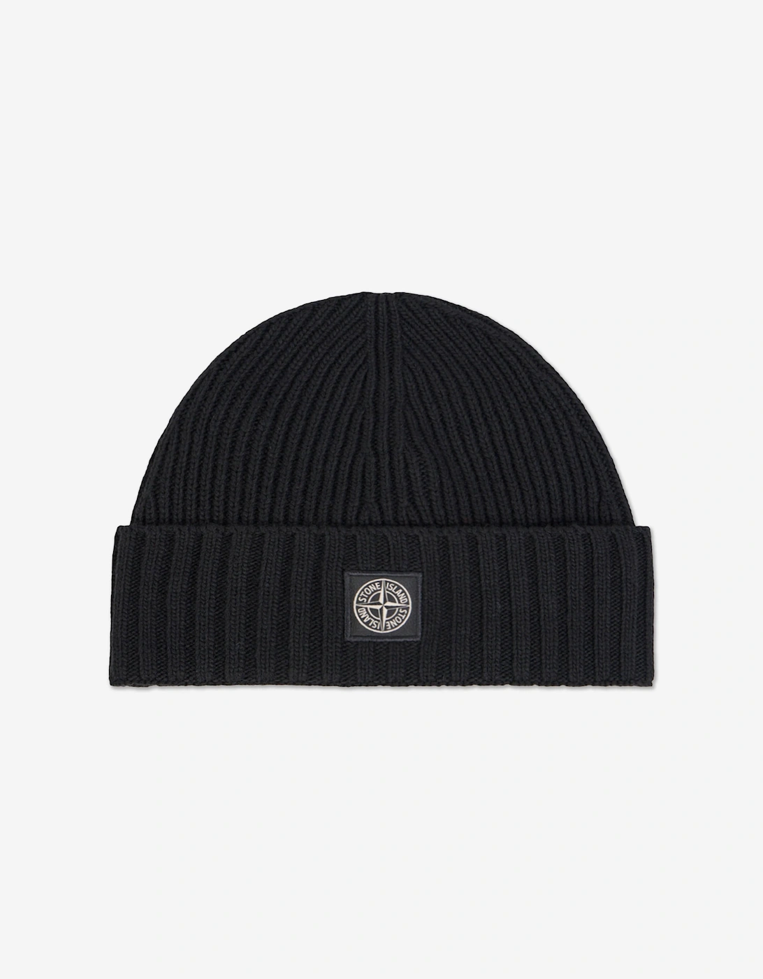 Boy's Stone Island Boys Wool Knitted Logo Beanie in Black - Size: 6 - 8 yrs
